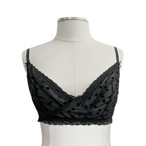 corset unlined polka dots sheer mesh demi underwire plunge bralette bra | sz 36c